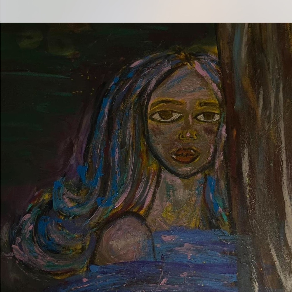 Hand-Painted Figurative Wall Art - Multicolor Woman Portrait